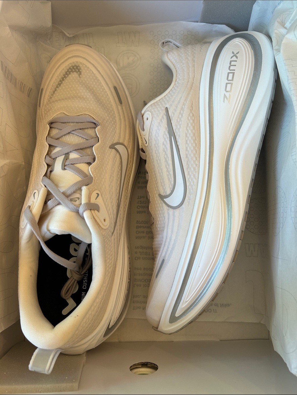 Nike Men’s White and Gray ZoomX Running Sneakers